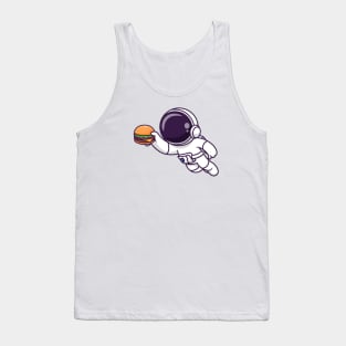 Cute Astronaut Floating With Burger Cartoon Tank Top